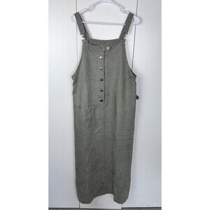 Match Vintage Overall Bib Style Greenish Gray Maxi Jumper Dress USA Made Sz M